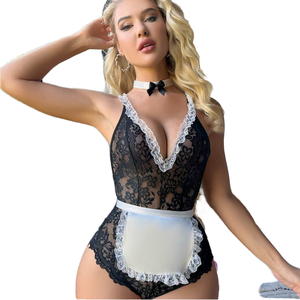Disfraz de Sirvienta de Película en Blanco y Negro para Mujer Adulta, Traje de Poliéster para Juego de Roles de San Valentín - Product Image 1