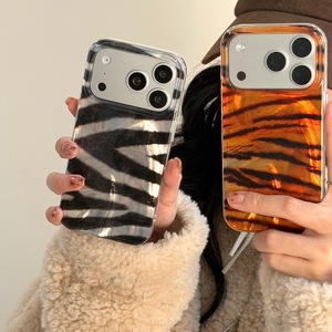 Coque de téléphone portable anti-traces de doigts à motif zèbre et imprimé tigre avec strass pour iPhone 15/14 Pro et 17/16 – Housse de protection personnalisée - Product Image 2