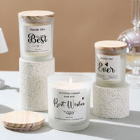 Bougie d'aromathérapie en verre givré, faite à la main, en cire de soja, sans fumée, texture premium, couvercle en bois, pour la fête des pères, Diwali, Noël, usage domestique