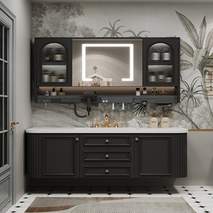 Mueble de Baño Minimalista Francés de Lujo con Lavabo Individual, Espejo Inteligente, Lavabo de Cerámica, Gabinete con Espejo Incluido, para Uso en Hoteles - Product Image 3