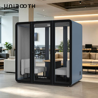 Cabine insonorisée panoramique haut de gamme pour réunions de direction, cabine modulaire silencieuse, cabine acoustique pour 4 à 6 personnes, cabine de bureau