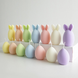 Bougie parfumée artisanale en cire de soja, en forme d'œuf de Pâques, esthétique, rayée, non toxique, cadeau de Thanksgiving, décoration pour la maison - Product Image 4