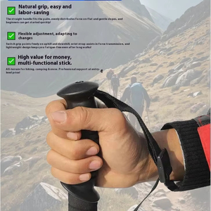 トレッキングポール折りたたみ式ハイキングポールアルミ合金スティックスプリングダンピングシステム付き伸縮式キャンプ用折りたたみ式 - Product Image 1