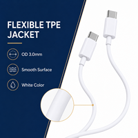 Câble USB C vers USB C 15W, charge rapide 3A, cordon de données USB 2.0 480 Mbps, TPE, vente en gros, fabricant OEM