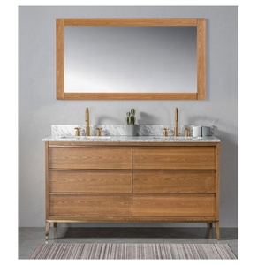 Meuble-lavabo double vasque <span class=keywords><strong>Homedee</strong></span> 60 pouces en placage de frêne et bois massif 2023 - Product Image 2