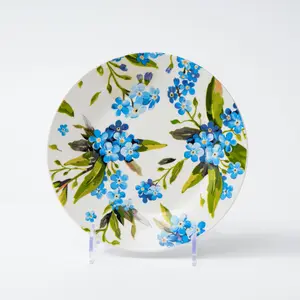 Avrupa çiçek renkli yemekler ve tabaklar lüks İskandinav tarzı seramik yuvarlak kumtaşın yemek tabağı beyaz ev çanak
