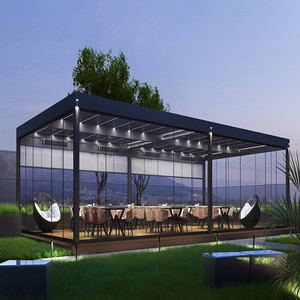 Pérgola con Panel Solar TOMA As2047, Pérgola Impermeable para Terraza, Pérgola con Techo Abatible Eléctrico para Exteriores - Product Image 5