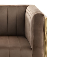 Fauteuil d'appoint en velours capitonné avec panneaux latéraux en métal pour salon et hôtel
