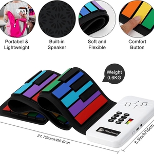 Wholesale 49 Keys Foldable Hand Roll‑up Piano Rainbow Silicone Portable <b>Electronic</b> <b>Keyboard</b> Musical Instrument For Children - Product Image 4