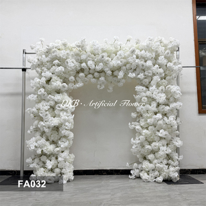 Fondo de rosas artificiales de seda románticas, arco cuadrado moderno, decoraciones para fiestas de cumpleaños, pared de flores para interiores y exteriores - Product Image 2
