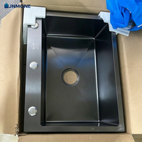 Fregadero de Cocina Multifuncional de Acero Inoxidable 304 Negro Nano con Cascada, Estación de Trabajo Completa con Accesorios, Lavabo de Cocina