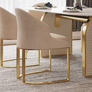 Silla de Comedor Moderna de Lujo con Diseño Dorado, Silla de Acero Inoxidable con Respaldo de PU, Muebles de Comedor, Silla para el Hogar - Product Image 1