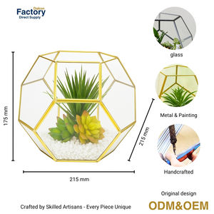 Moderner geometrischer Glaster rarium pflanzer mit goldenem Metallrahmen für Sukkulenten halter zu Hause oder zur Hochzeit - Product Image 2