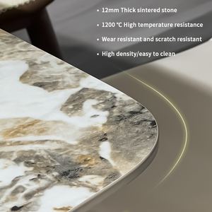 طاولة طعام وبار عصرية فاخرة بتصميم نورديك، قاعدة معدنية على شكل حرف V بتشطيب من الفولاذ المقاوم للصدأ وسطح من حجر الكوارتز المُلبد - Product Image 3