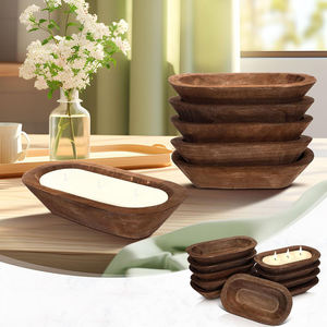 Nouveauté : grand bol à pâte sculpté à la main, bol à pâte <span class=keywords><strong>en</strong></span> <span class=keywords><strong>bois</strong></span> rustique, fabrication de bougies, bols à pâte ovales <span class=keywords><strong>en</strong></span> <span class=keywords><strong>bois</strong></span> pour la décoration de la maison - Product Image 2