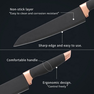 6 Piece Black Coated Stainless Steel Chef <strong>Knife</strong> <strong>Set</strong> With Acrylic Block Rose Gold <strong>Kitchen</strong> <strong>Knife</strong> <strong>Set</strong> Wholesale - Product Image 2