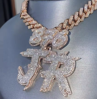 Collier avec pendentif en lettres 3D serties de diamants, plaqué or, moissanite VVS, argent 925, chaîne personnalisée hip-hop pour rappeur, bijoux pour hommes