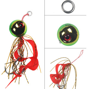 Leurre de pêche en eau salée 100g, tête d'œuf électroplaquée, motif lune flamboyante, pour herme rouge, avec jupe de leurre en plomb - Product Image 4