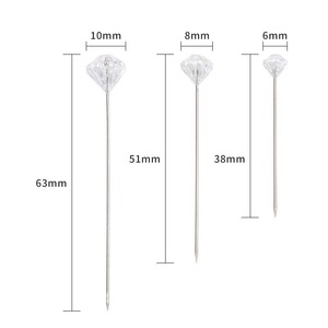 Lot de 100 épingles en métal transparent en cristal de diamant, en acier inoxydable de luxe, faites à la main, vente en gros, fleuriste <span class=keywords><strong>Hui</strong></span> <span class=keywords><strong>Huang</strong></span> - Product Image 1