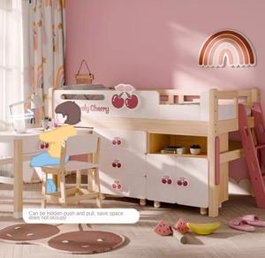 Armoire combinée de rangement multifonctionnelle pour <span class=keywords><strong>lit</strong></span> <span class=keywords><strong>mi</strong></span>-<span class=keywords><strong>hauteur</strong></span> <span class=keywords><strong>Lit</strong></span> pour enfants en bois massif <span class=keywords><strong>Lit</strong></span> amusant pour animaux de petite taille - Product Image 2