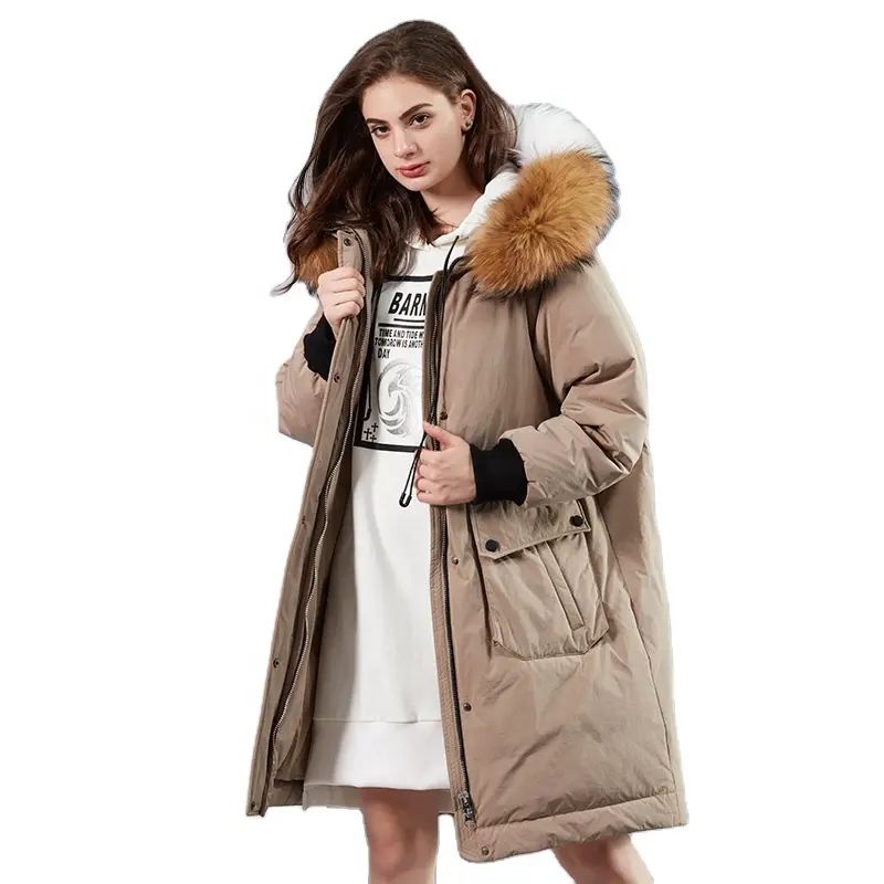 TANBOER women's down jacket female long jacket real fur collar waterproof puffer coats red winter jacket high quality TB18782
