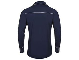 Camisas Bordadas Azul Marino para <span class=keywords><strong>Hombre</strong></span>, Estilo Occidental con Flores Doradas, Atuendo <span class=keywords><strong>Vaquero</strong></span> Americano Mexicano, Camisa Casual - Product Image 4