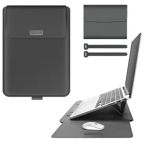 聚氨酯皮革笔记本袖套箱包带支架鼠标垫12 13 14 15.6 17英寸笔记本袖套笔记本电脑配件