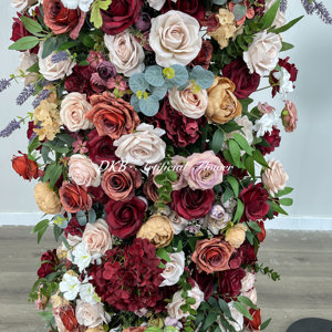 DKB usine nouveau design arc de fleurs sur la porte d'entrée luxe rouge profond soie rose arc fleurs artificielles - Product Image 5