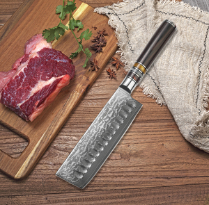 Couteau Nakiri japonais de haute qualité, 7 pouces, 67 couches, en acier Damas VG10 - Product Image 6