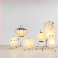 Lampe de table LED moderne de luxe avec corps en fer et abat-jour lanterne en papier Style Wabi-sabi Décoration intérieure du Japon pour la chambre