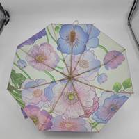 Parapluie pliant rose et violet avec logo personnalisé, poignée à bordure dorée, sangle de poignet, étui à pression, élégant, pour femme, cadeau de voyage, vente au détail, qualité supérieure