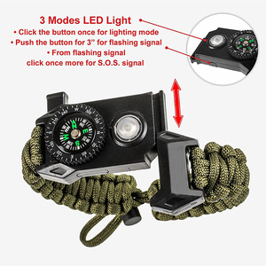 Sopravvivenza all'aperto HA CONDOTTO LA Luce Corda Braccialetto Flint Bussola del Fischio di Emergenza - Product Image 3