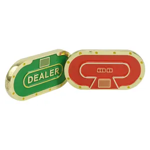 Yernea New Dealer Poker Chips 1pc Pressing Metal Double-faced Ellipse Chip Table Game Competition in Casino Club