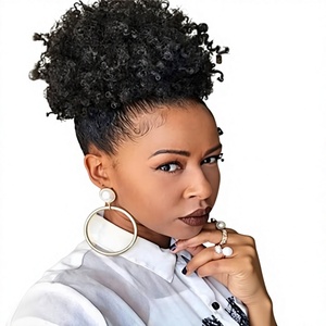 Queue de cheval synthétique Afro Puff à cordon de serrage, <span class=keywords><strong>chignon</strong></span> bouclé crépu, extensions courtes, postiches <span class=keywords><strong>pour</strong></span> <span class=keywords><strong>chignon</strong></span>, <span class=keywords><strong>pour</strong></span> femmes noires - Product Image 1