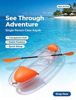 Kayak transparent portable pour une personne, kayak transparent pour la randonnée aquatique et les loisirs