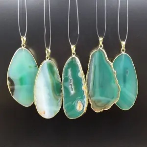 Wholesale Green Agate Slice Pendant | Agate Pendant