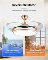 Ventilateur de plafond encastré 6 vitesses 42 pouces ventilateur de lustre de lumière avec pales rétractables