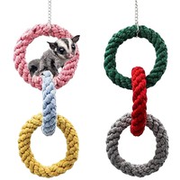 Jouet pour sugar glider fabriqué en Chine, modèle 982, balançoire suspendue à triple anneau avec corde d'escalade et crochet, moins de 3 kg, accessoire