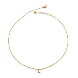 Collier avec pendentif initial L en acier inoxydable 316L plaqué or PVD pour femmes, bijoux tendance - Product Image 1