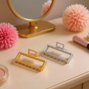 Morsetto per capelli a forma di artiglio quadrato 7,5 cm oro argento per acconciature - Product Image 3