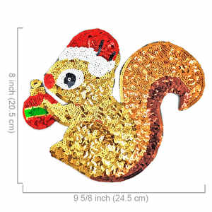 Écusson de vêtements de bricolage Écureuil avec conception de chapeau de Père Noël - Product Image 2