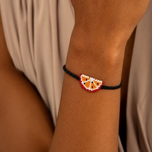 Braccialetto Go2boho Fox <span class=keywords><strong>con</strong></span> perline e filo di poliestere intrecciato nero, gioiello etnico regolabile - Product Image 3