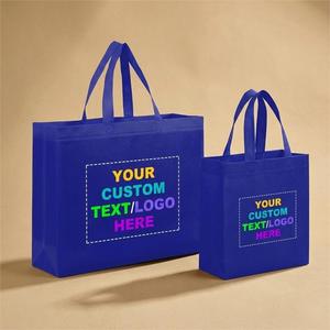 Bolsa de Compras Reutilizable Azul de Tela No Tejida de Alta Calidad y Bajo Precio para Exposiciones con Logotipo Serigrafiado - Product Image 1