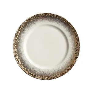 luxury style ceramic Western plate golden design Starry Sky charge plate