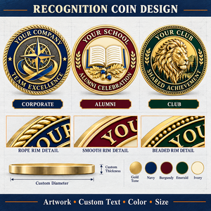 Custom Gold Tone Challenge Coins Raised Relief Corporate Team Recognition School Alumni Lion Club Commemorative <b>Gifts</b> - Product Image 4
