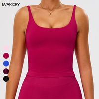 Evaricky Débardeurs de sport personnalisés avec logo, confortables, respirants, col carré, pour le fitness, le yoga, pour femmes