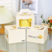 Boîte à gâteau carrée de 4 pouces avec fenêtre transparente, emballage alimentaire portable pour gâteaux d'anniversaire, mousses et pâtisseries