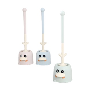 Household Cartoon Custom design long handle plastic cleaning toilet brush Duck Shaped Scrubbing Toilet Cleaner Brush