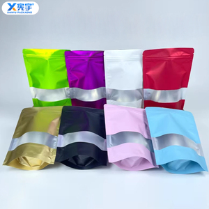 Sachet Doypack en Mylar coloré mat en feuille d'aluminium, refermable, anti-odeur, avec fermeture éclair et fenêtre, pour <span class=keywords><strong>cannelle</strong></span>, épices et poivre - Product Image 1