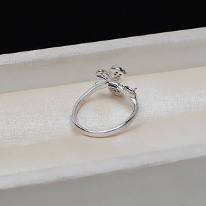 Anillos de Moda Europeos y Americanos Hechos a Mano, Plata S925, Diseño de Mariposa con Boca Móvil, Separación de Colores, Accesorios de Joyería - Product Image 4